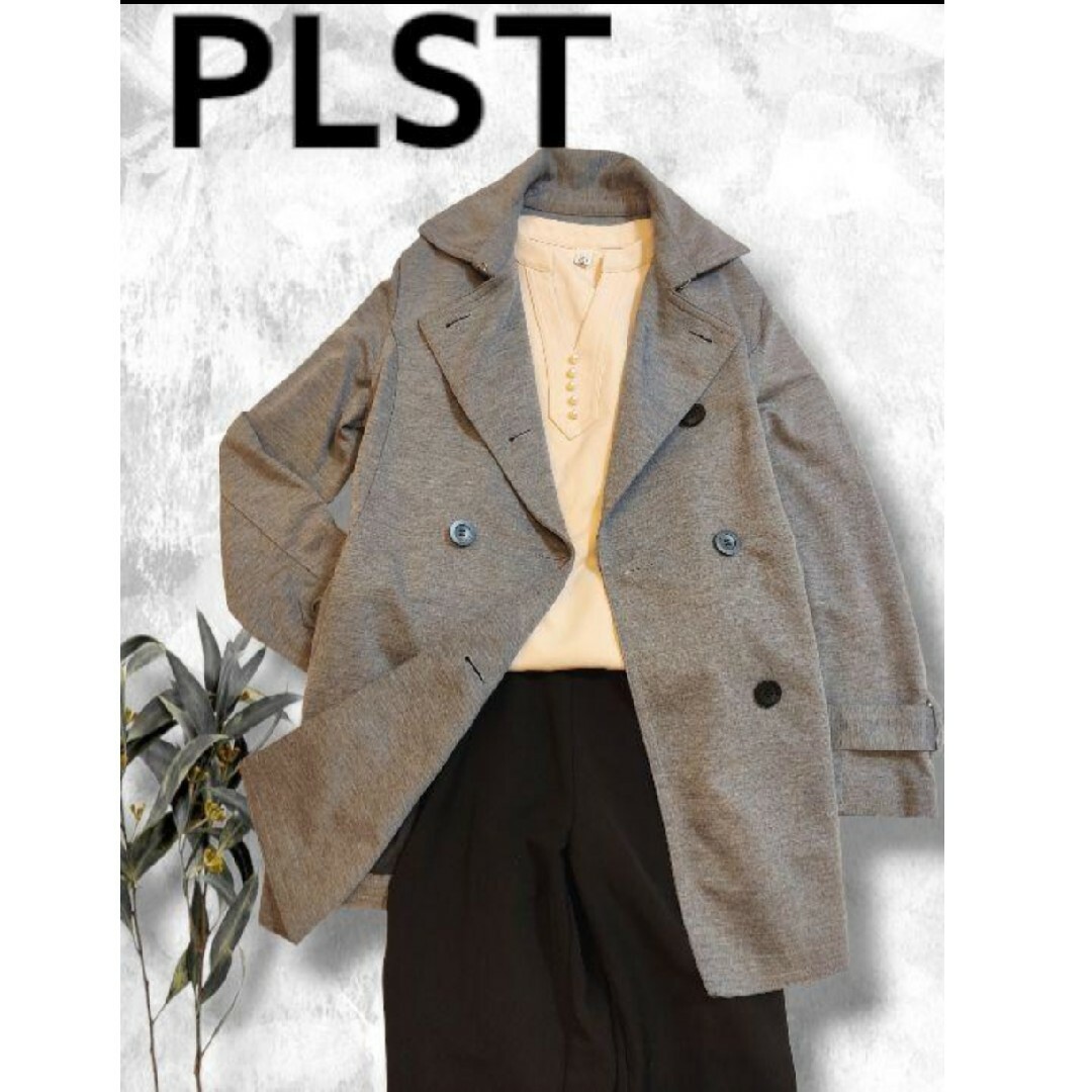 PLST(プラステ)のPLST プラステ ジャージトレンチ  M グレー レディースのジャケット/アウター(トレンチコート)の商品写真