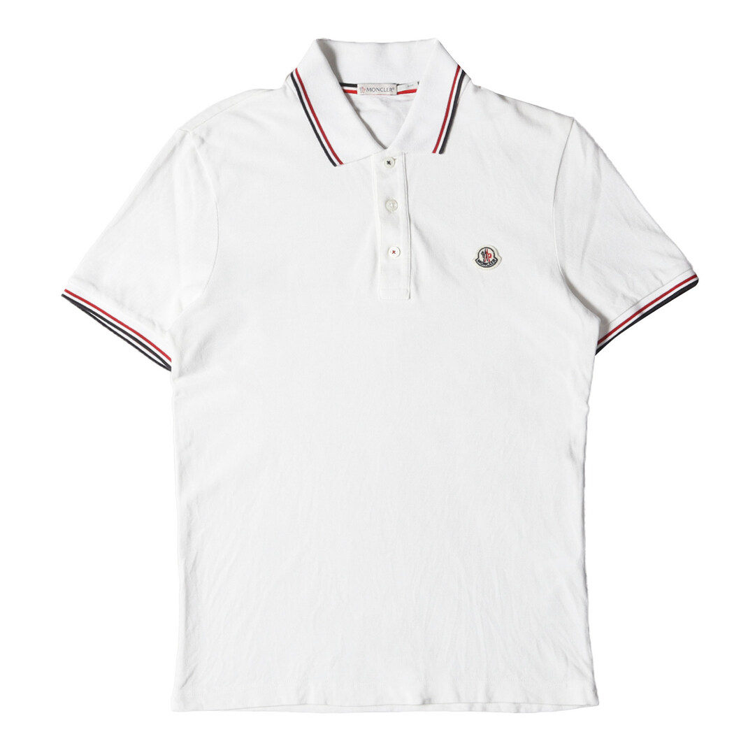 MONCLER モンクレール ポロシャツ サイズ:XS ワンポイント アイコン ロゴ ワッペン 鹿の子 半袖 ポロシャツ MAGLIA POLO MANICA CORTA C20918305500 84556 17AW ホワイト 白 トップス カジュアル 【メンズ】ポロシャツ