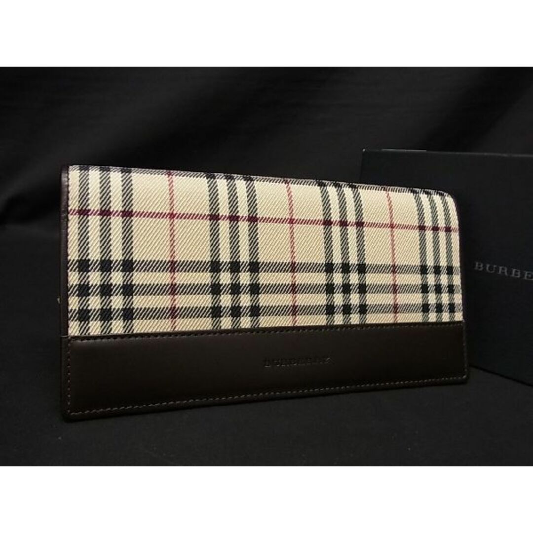 BURBERRY バーバリー ノバチェック キャンバス×レザー 二つ折り 長財布