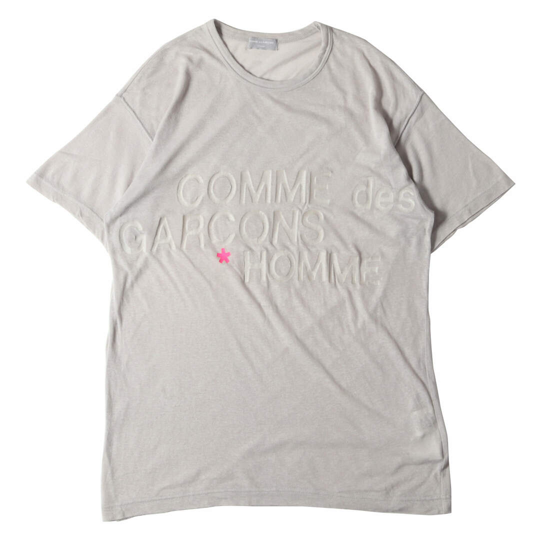 COMME des GARCONS コムデギャルソン Tシャツ ロゴ プリント コットン ナイロン 半袖 ニット Tシャツ HT-020450 98AW セーター クルーネック HOMME 田中オム アーカイブ ライトグレー 日本製 トップス カットソー 【メンズ】