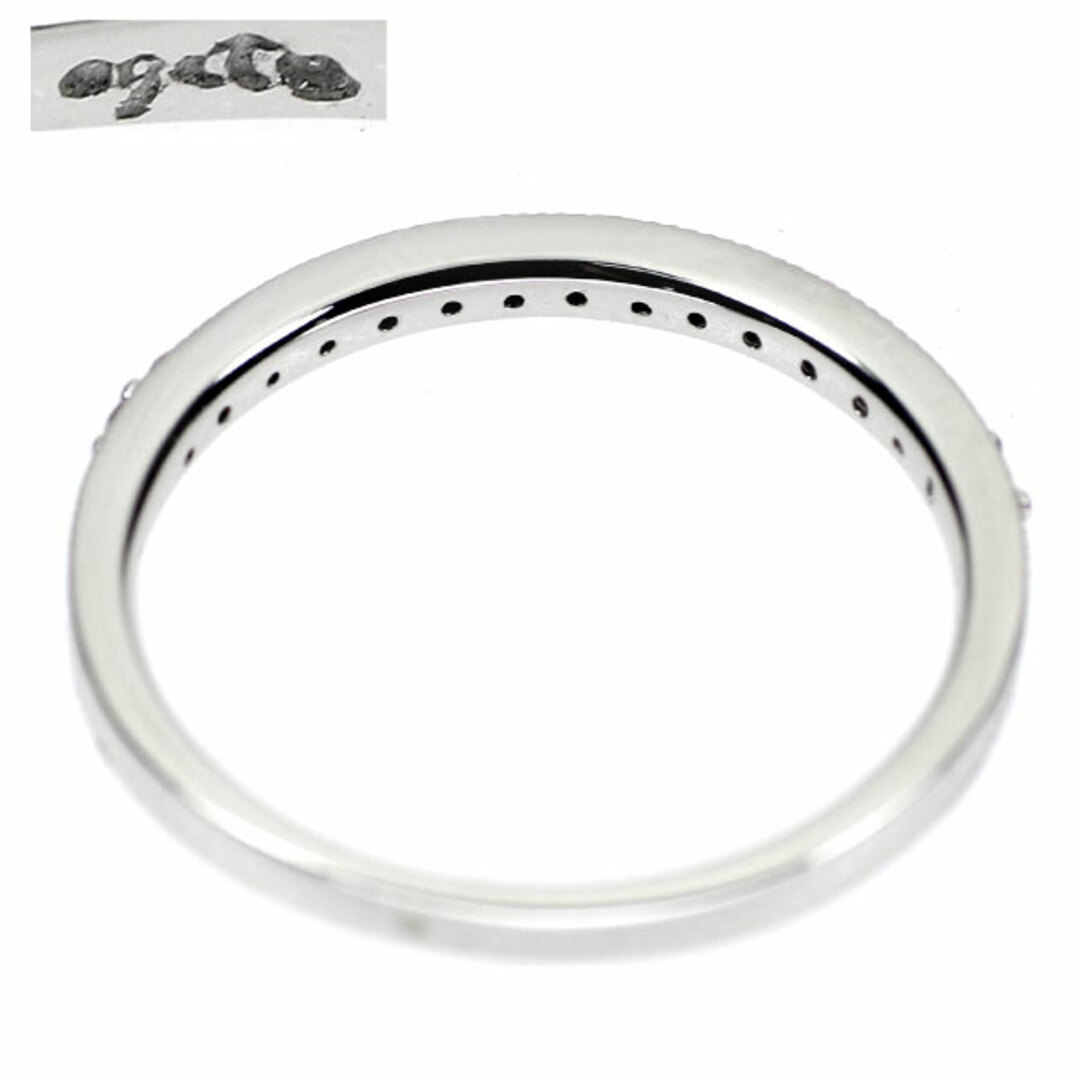 アガット K18WG ダイヤモンド リング 0.10ct ミルグレイン ハーフ