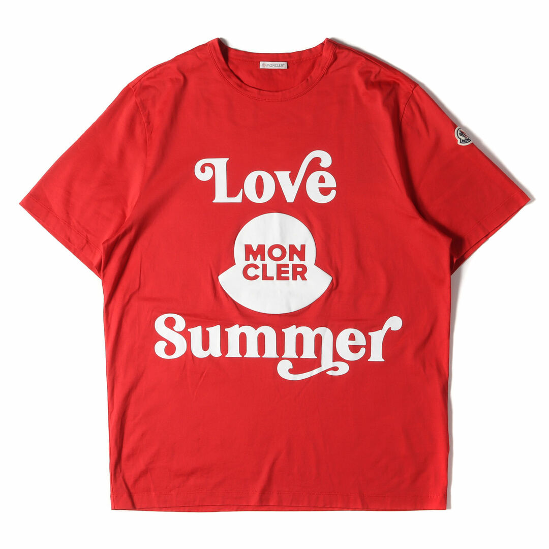 メンズMONCLER モンクレール Tシャツ サイズ:L 21SS Love Summer ロゴ アイコン クルーネック 半袖 Tシャツ MAGLIA T-SHIRT G10918C7D610 8390Y レッド 赤 トップス カットソー 【メンズ】