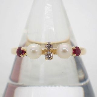 ミキモト(MIKIMOTO)のミキモト K18 パール/ルビー/ダイヤ リング 8号[g110-81］(リング(指輪))