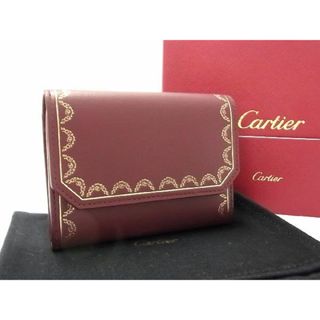 カルティエ(Cartier)の■新品同様■  Cartier カルティエ ガーランド レザー 二つ折り カードケース コインケース カード入れ 小銭入れ ボルドー系 AK6014 (その他)