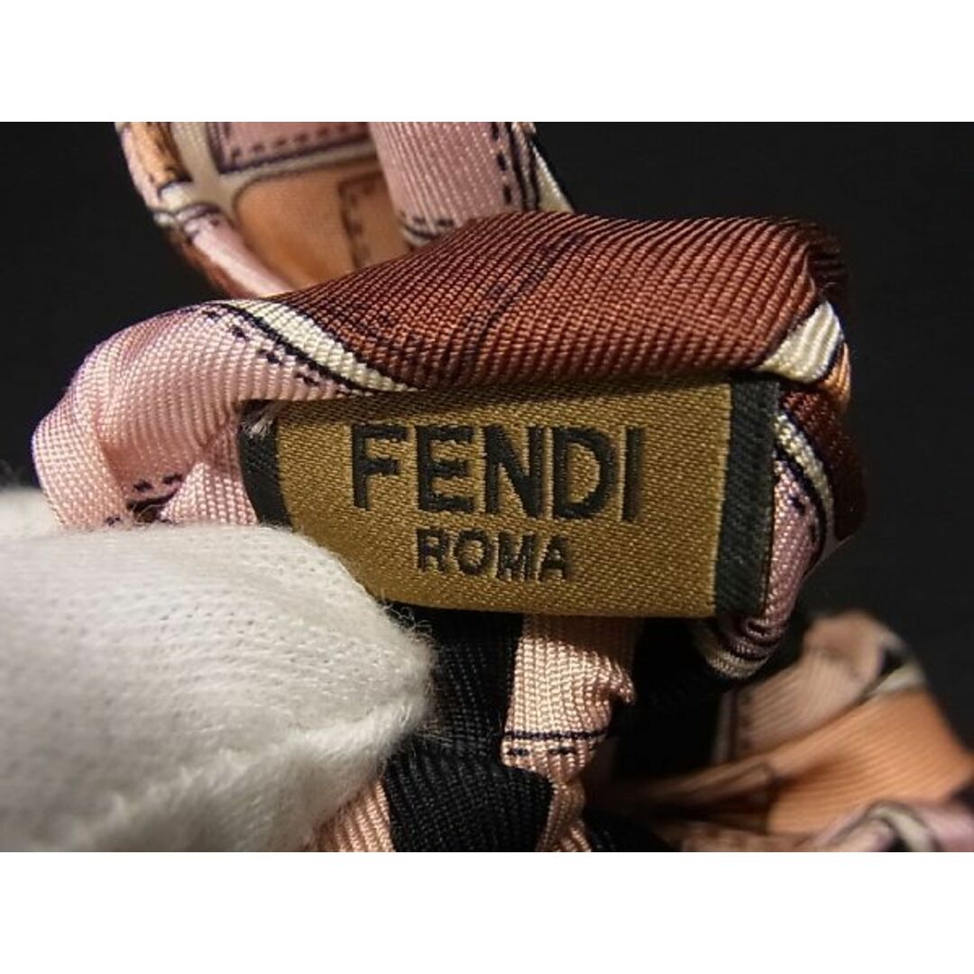 ■新品■未使用■ FENDI フェンディ 総柄 リボン シュシュ ヘアゴム ヘアアクセサリー レディース ピンク系×マルチカラー AK7872