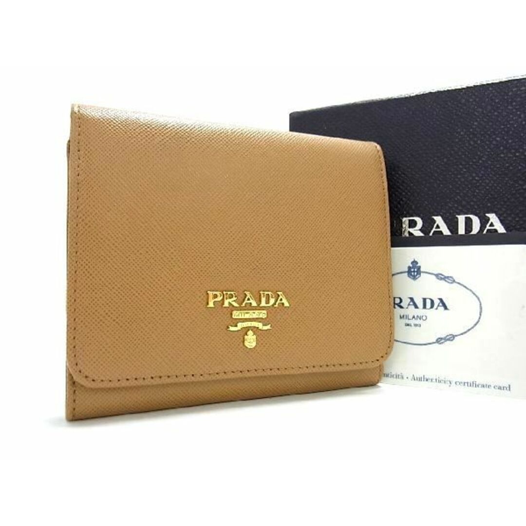 ■新品■未使用■ PRADA プラダ 1M0176 サフィアーノレザー 三つ折り 財布 ウォレット 小銭入れ 札入れ レディース ブラウン系 AN5246