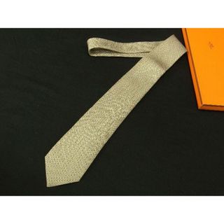 エルメス(Hermes)の■新品■未使用■ HERMES エルメス シルク100% 総柄 ネクタイ ビジネス 紳士 メンズ イエロー系×グレー系 AN7606 (ネクタイ)