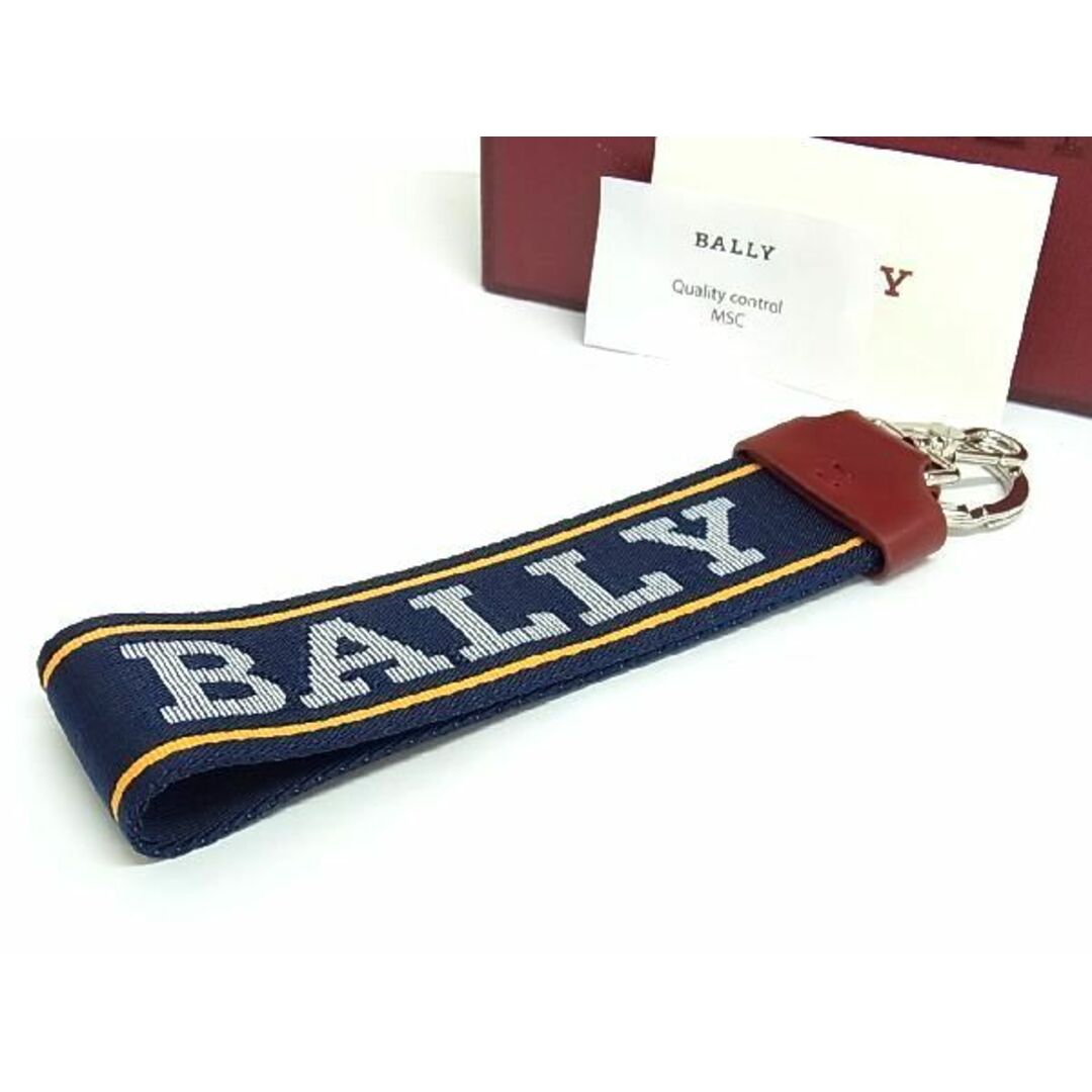 ■新品■未使用■ BALLY バリー キャンバス キーホルダー キーリング ストラップ メンズ レディース ネイビー系 BE2206