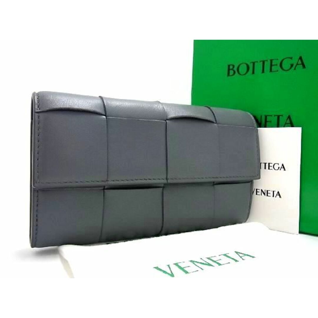 ■極美品■ BOTTEGA VENETA ボッテガヴェネタ マキシイントレチャート レザー 二つ折り 財布 ウォレット グレー系 AL3327Aランクライン