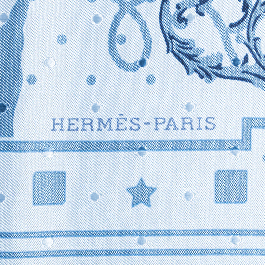 HERMES エルメス シルクバンダナ プリュムティ 《Les Cles レ・クレ》 スカーフ ブルー 1