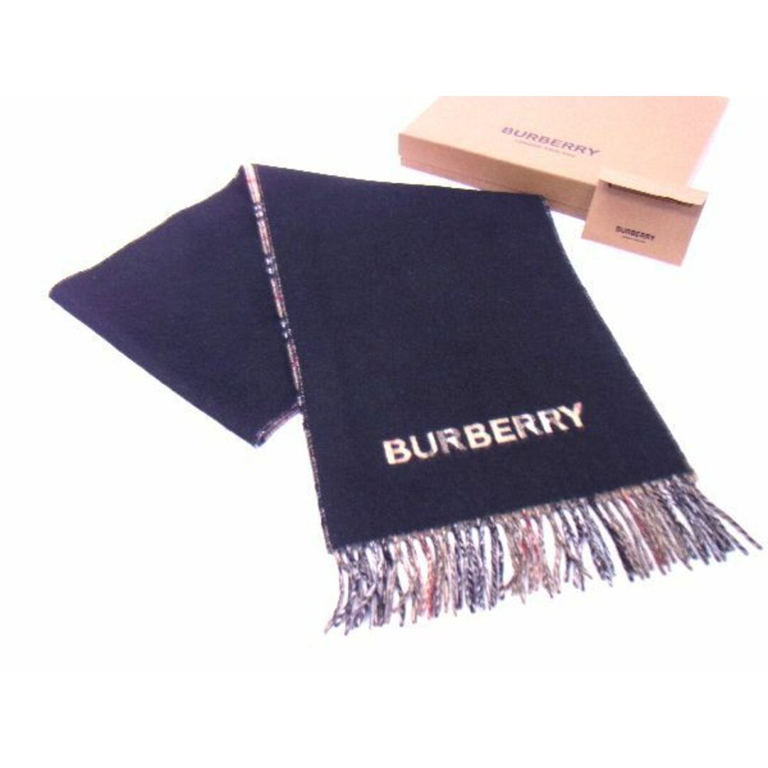 BURBERRY(バーバリー)の■新品■未使用■ BURBERRY バーバリー ノバチェック カシミヤ100％ フリンジ マフラー ストール 防寒具 ブラック系×ブラウン系 AM1863 レディースのファッション小物(マフラー/ショール)の商品写真