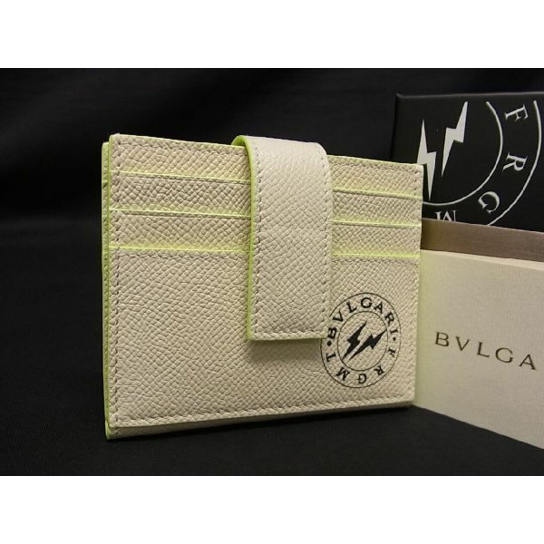 ■新品■未使用■ BVLGARI ブルガリ フラグメントコラボ レザー カードケース パスケース 定期入れ メンズ アイボリー系 BD6086