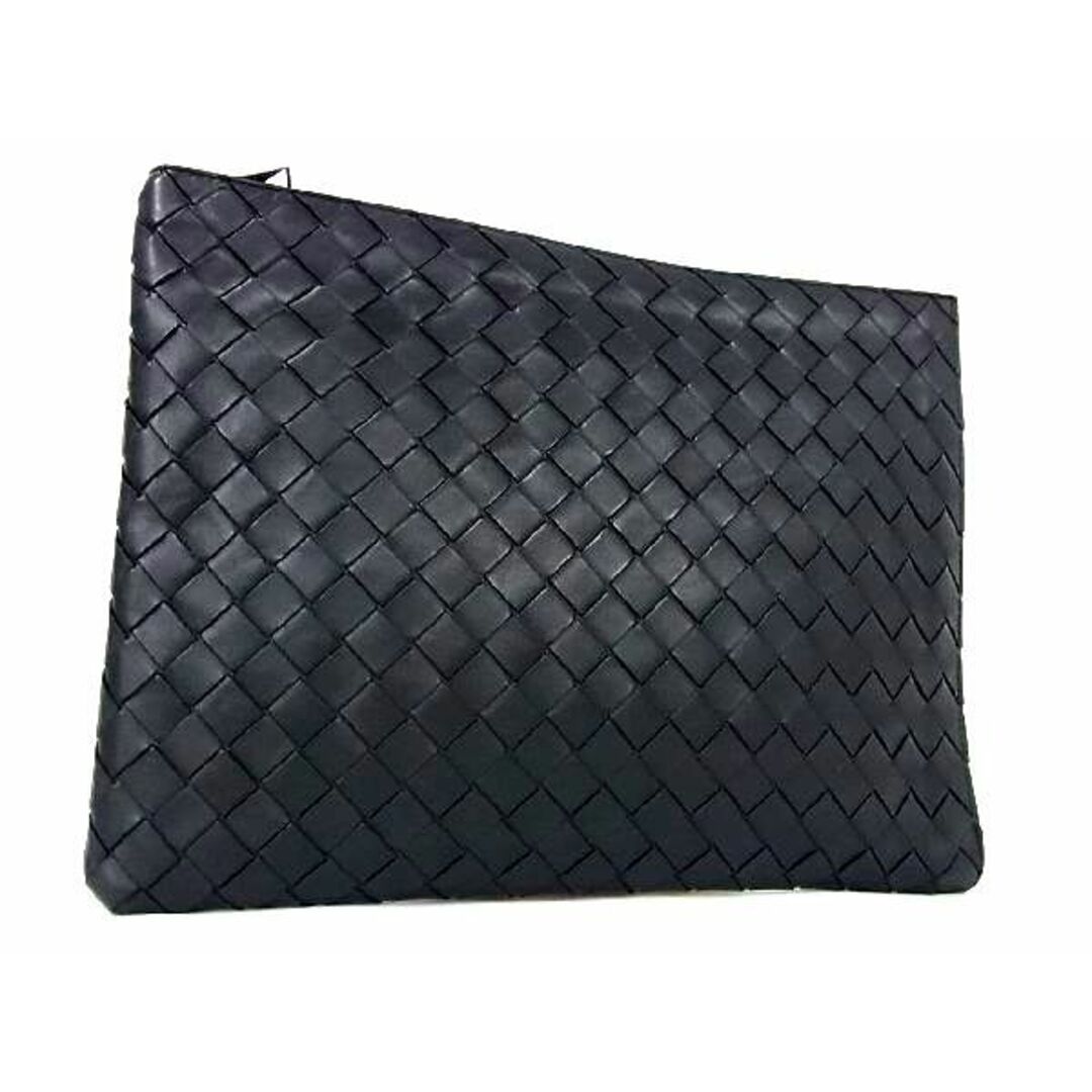 ■極美品■ BOTTEGA VENETA ボッテガヴェネタ イントレチャート レザー クラッチバッグ セカンドバッグ メンズ ブラック系 AP0777