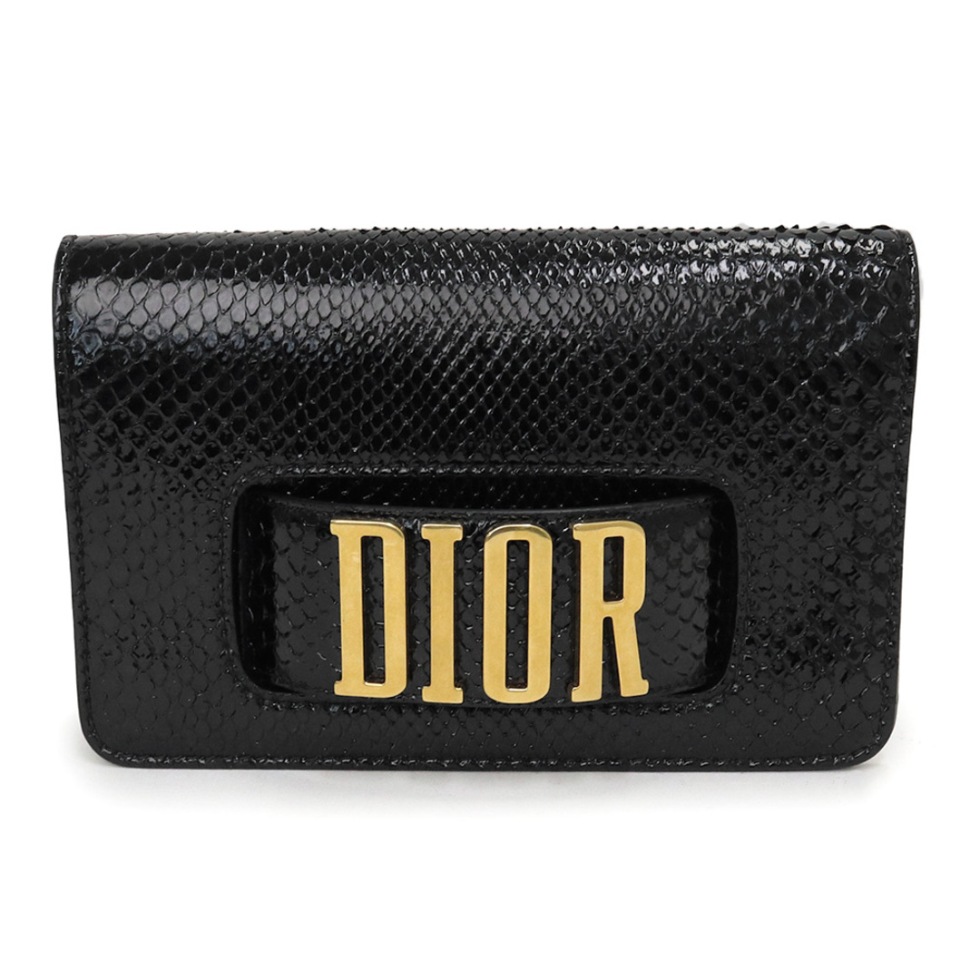 ディオール クラッチバッグ セカンドバッグ ポーチ パイソン エキゾチックレザー ブラック 黒 ゴールド 金具 Dior（美品）注意事項