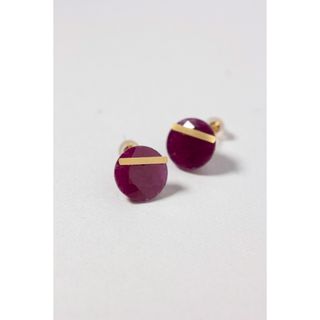 アッシュペーフランス(H.P.FRANCE)のmonaka jewellery ルビー 18K バーピアス モナカジュエリー(ピアス)