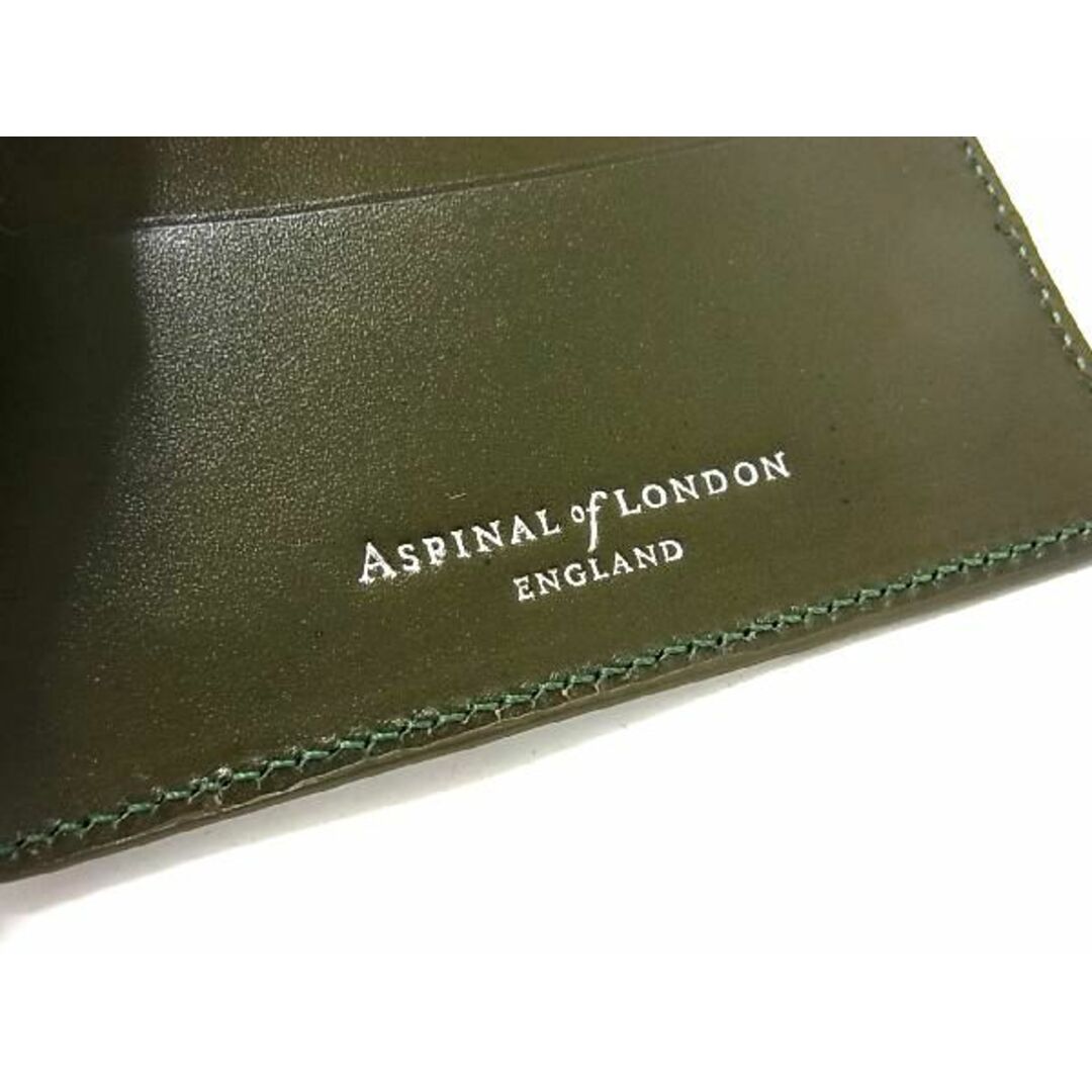■新品■未使用■ ASPINAL of LONDON アスピナル オブ ロンドン レザー 二つ折り カードケース パスケース メンズ カーキ系  BE1630