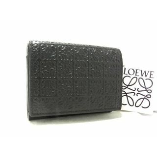 ロエベ(LOEWE)の■極美品■ LOEWE ロエベ リピートアナグラム トライフォールドウォレット レザー 三つ折り 財布 ウォレット ブラック系 AK6615 (財布)