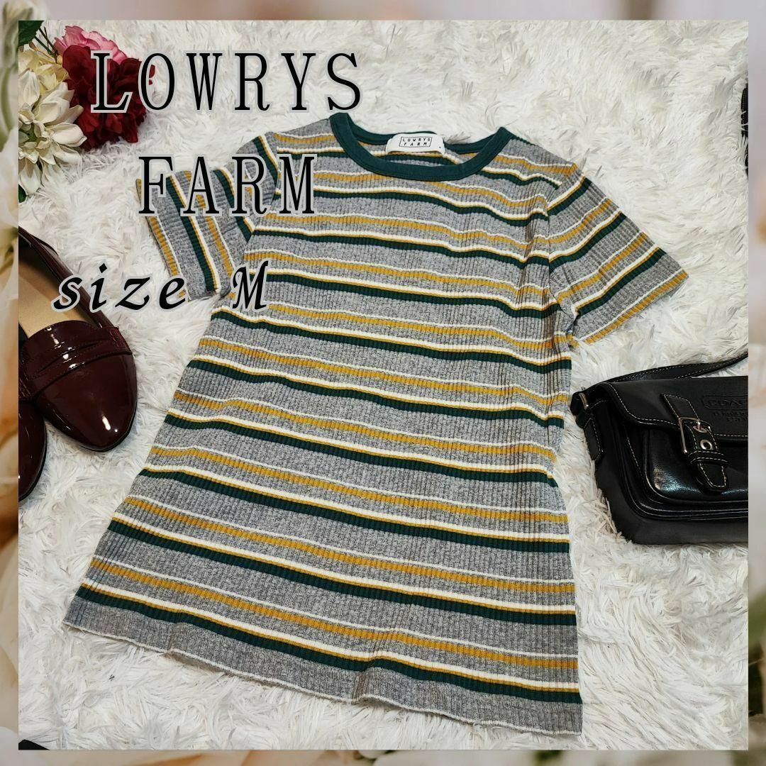 LOWRYS FARM(ローリーズファーム)のLOWRYS FARM【M】半袖　ボーダー　Tシャツ　ニット レディースのトップス(Tシャツ(半袖/袖なし))の商品写真