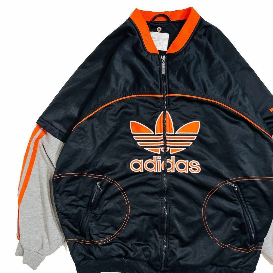 【adidas】90sアディダスレイヤードトラックジャケット　古着ジャージ銀タグ | フリマアプリ ラクマ