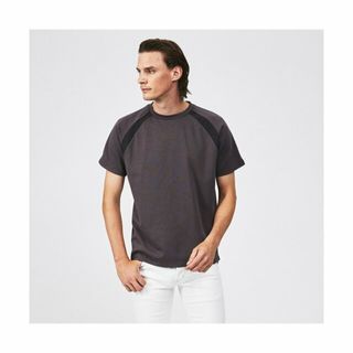 ゴーサンゴーイチプールオム(5351 POUR LES HOMMES)の【チャコールグレー】異素材ラグライン 半袖Tシャツ(Tシャツ/カットソー(半袖/袖なし))