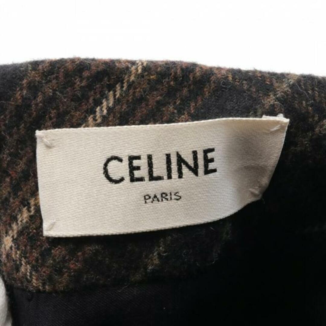 celine(セリーヌ)のチェック クロップ フランネル トップス ノースリーブ ウール ブラウン ブラック レディースのトップス(カットソー(半袖/袖なし))の商品写真