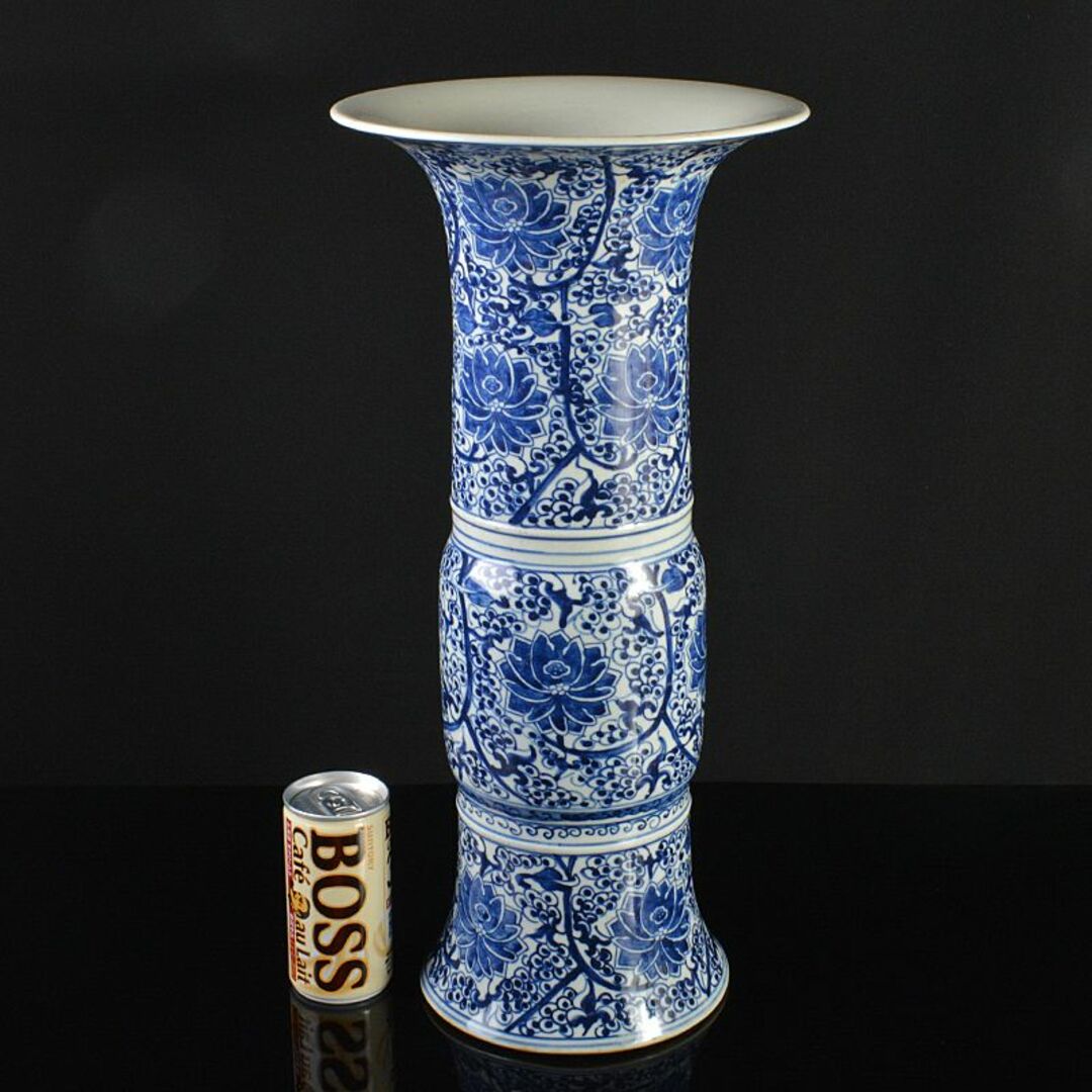 中国　青花纏枝花連卉文　尊式瓶　V　R6155B