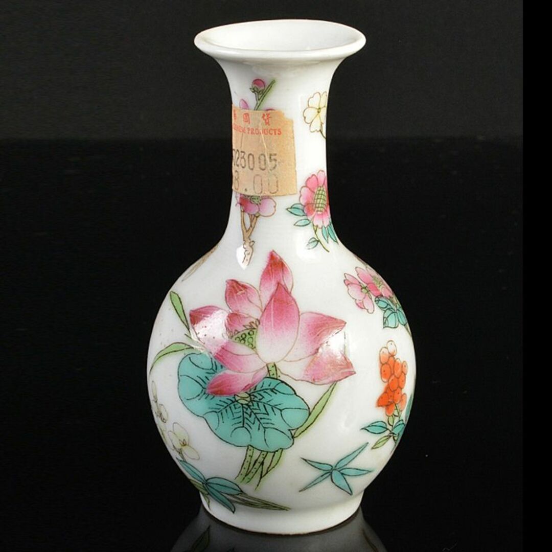 中国　中国景徳鎮製款　粉彩　花蝶文瓶　小瓶　V　R6157