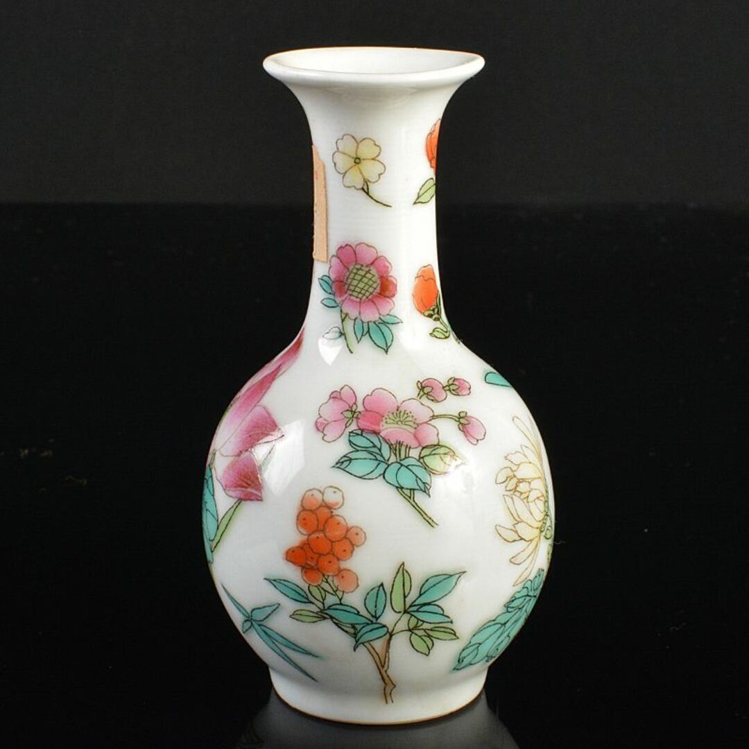 中国　中国景徳鎮製款　粉彩　花蝶文瓶　小瓶　V　R6157