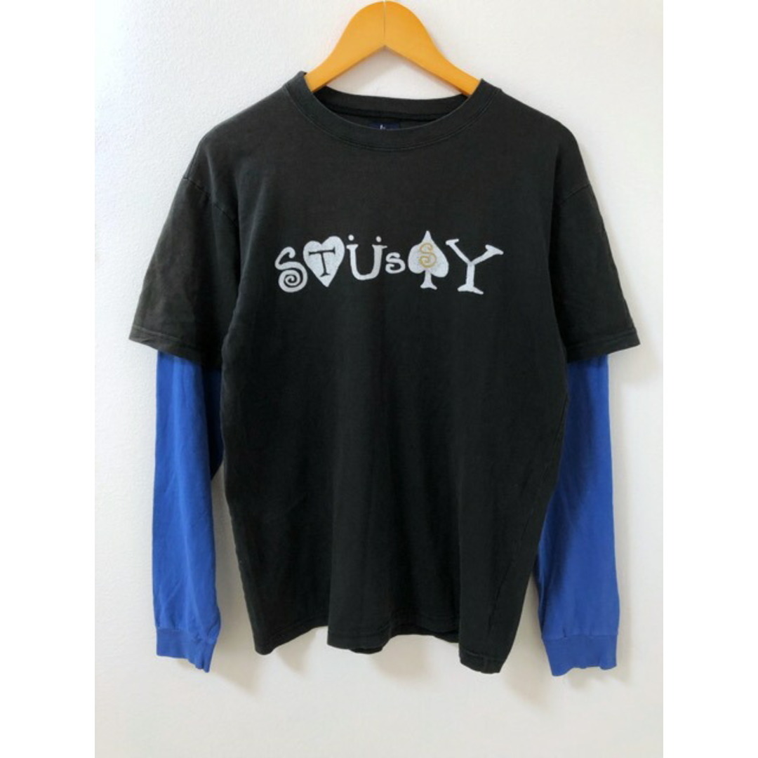 STUSSY（ステューシー）90's　紺タグ　USA製　ロゴプリント　レイヤード　長袖Tシャツ【007】