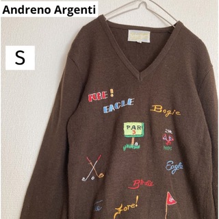 ヴィンテージ Andreno Argenti 刺繍 レディース ゴルフセーターS(ニット/セーター)