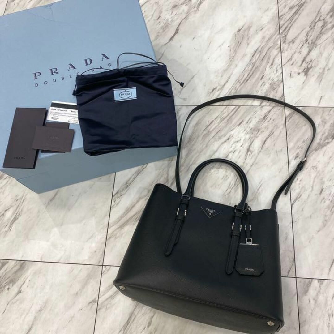 PRADA - 未使用PRADAプラダ ダブルバッグ サフィアーノ 黒 ブラック