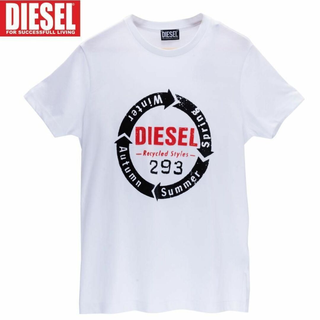 DIESEL Tシャツ ロゴ　全面プリント　ホワイト  XL ディーゼル