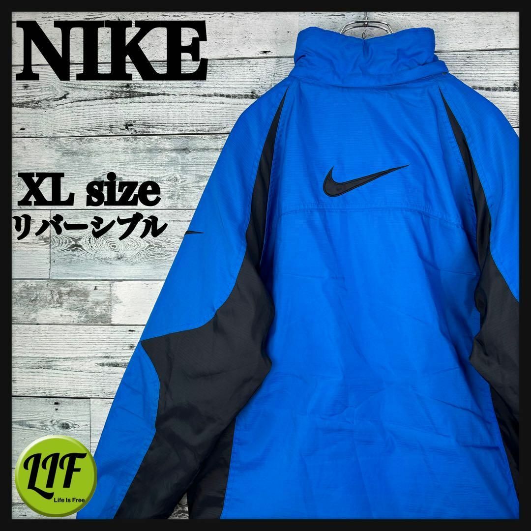 NIKE リバーシブル ナイロンジャケット フリース XXL ビックロゴ 刺繍-