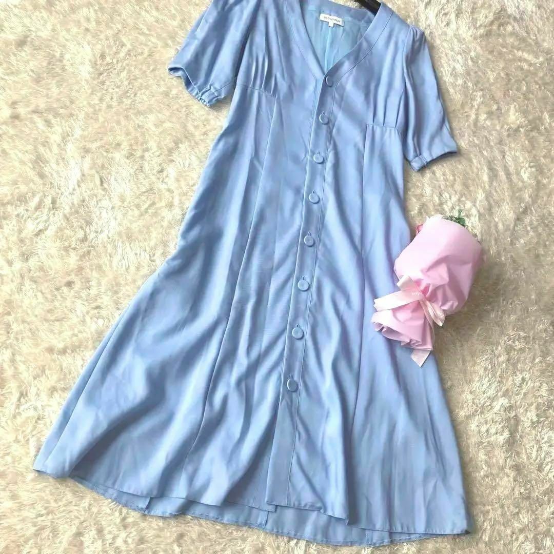 美品✨マディソンブルー ロングワンピース 夏服 Ｖネック リヨセル シルク