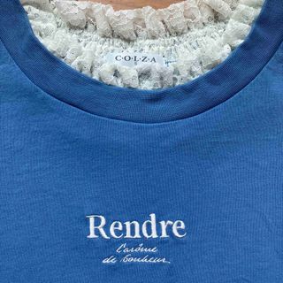 ハニーズ(HONEYS)のCOLZA レース付きＴシャツ Ｓ(～M位)  ロゴ刺繍  ブルー青系 ハニーズ(Tシャツ(半袖/袖なし))