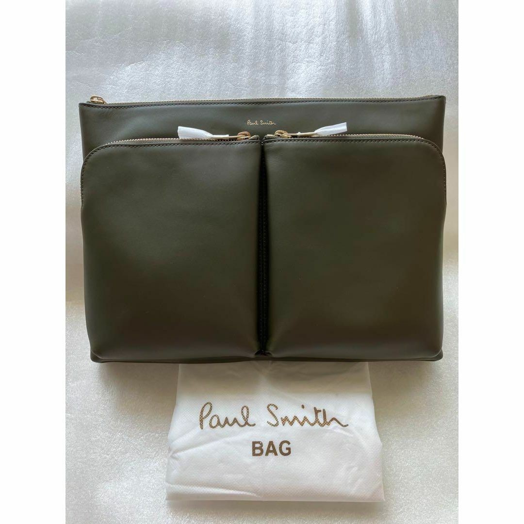 【ポールスミス】 Paul Smith ショルダーバック カーキ 牛革 【新品】