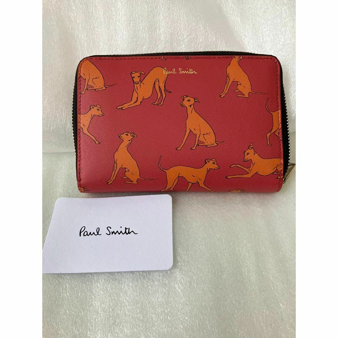 【ポールスミス】 Paul Smith 財布 二つ折り 犬柄 お洒落 赤 新品