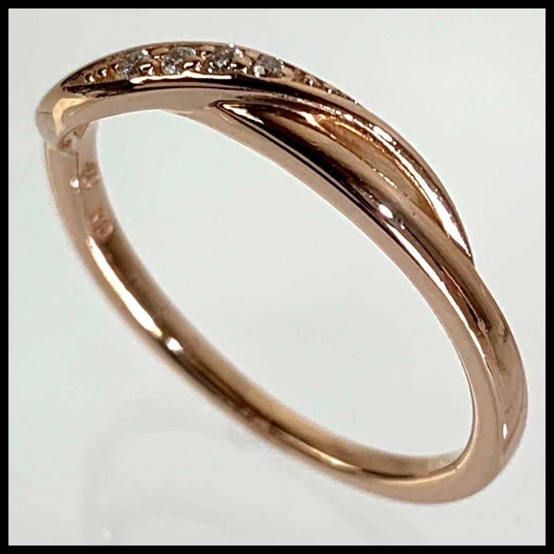 4℃(ヨンドシー)の4℃ ヨンドシー クロスライン K10 PG ダイヤ リング サイズ8.5号 レディースのアクセサリー(リング(指輪))の商品写真