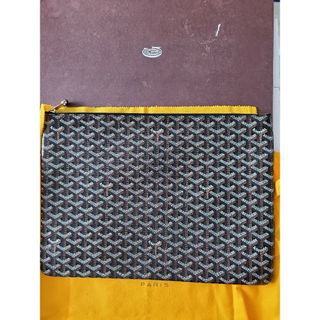 ゴヤール(GOYARD)の【美品】ゴヤール クラッチバッグ PVC レザー ブラック GM ヘリンボーン(クラッチバッグ)