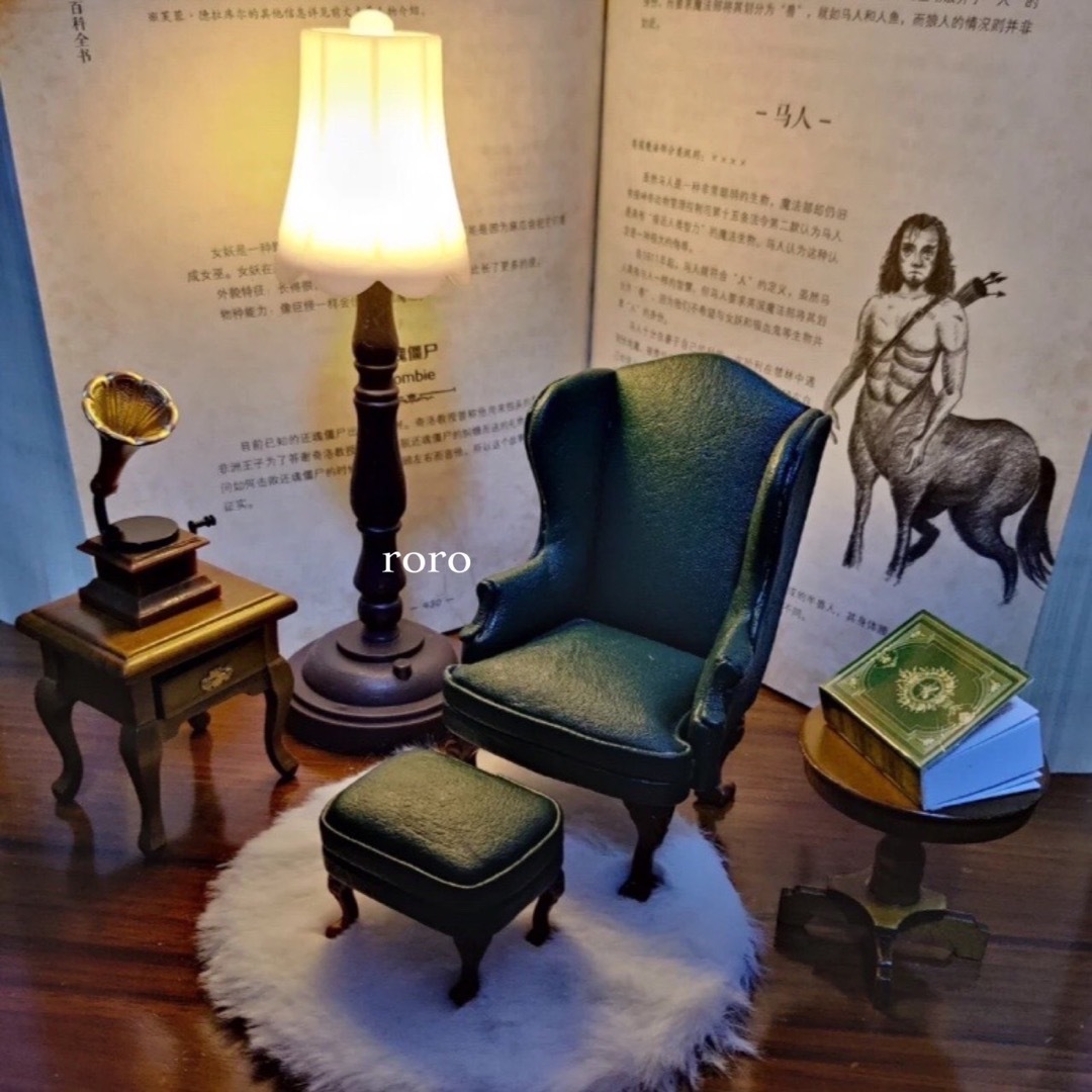 茶色人形家具 ブライスミニチュアオビ11✨1/6ドールハウス 灯り バービー小物 ハンドメイドのおもちゃ(ミニチュア)の商品写真