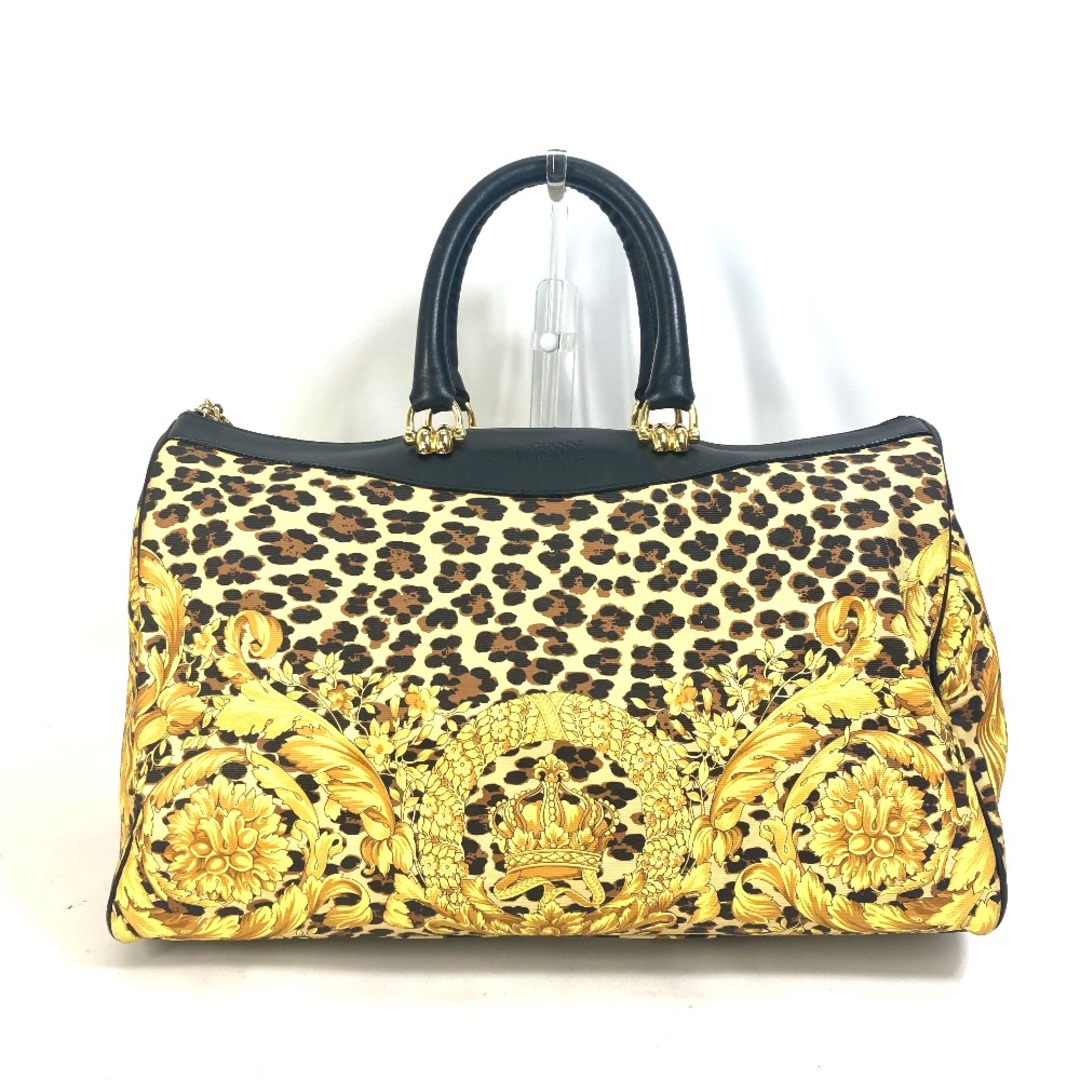 レディースジャンニ・ヴェルサーチ Gianni Versace レオパード 豹柄 ヒョウ ヴィンテージ カバン ハンドバッグ ボストンバッグ PVC/レザー イエロー