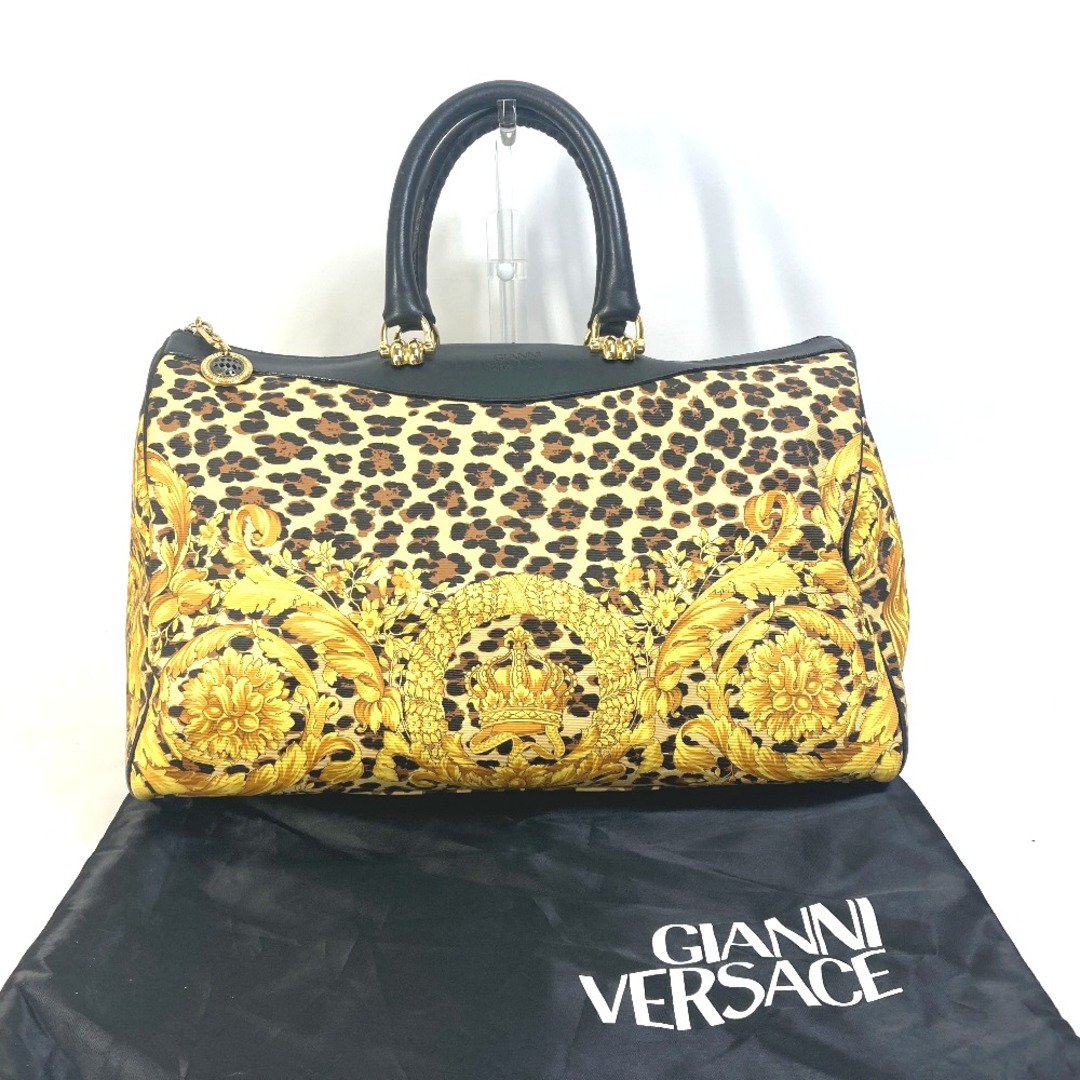 ヴィンテージ GIANNI VERSACE ハンドバッグ レオパード イエロー