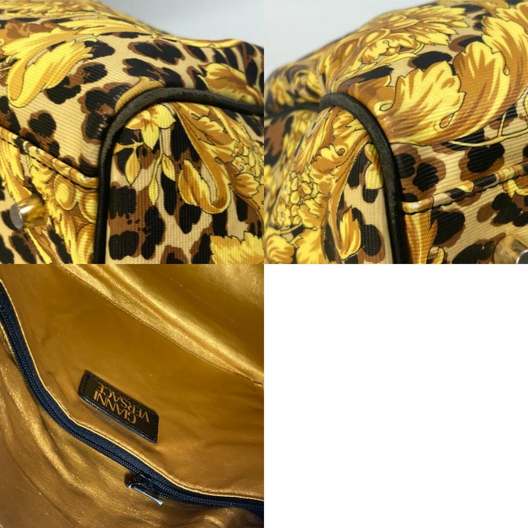 Gianni Versace(ジャンニヴェルサーチ)のジャンニ・ヴェルサーチ Gianni Versace レオパード 豹柄 ヒョウ ヴィンテージ カバン ハンドバッグ ボストンバッグ PVC/レザー イエロー レディースのバッグ(ボストンバッグ)の商品写真