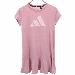 アディダス(adidas)のアディダス 半袖 Tシャツ 150 ピンク系 adidas ロゴ チュニック キッズ 【中古】  【230809】 メール便可(Tシャツ/カットソー)