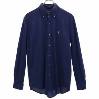 ポロラルフローレン(POLO RALPH LAUREN)のポロラルフローレン ニットオックスフォード 長袖 ボタンダウンシャツ S ネイビー POLO RALPH LAUREN KNIT OXFORD 鹿の子 ロゴ メンズ 【中古】  【230809】(シャツ)