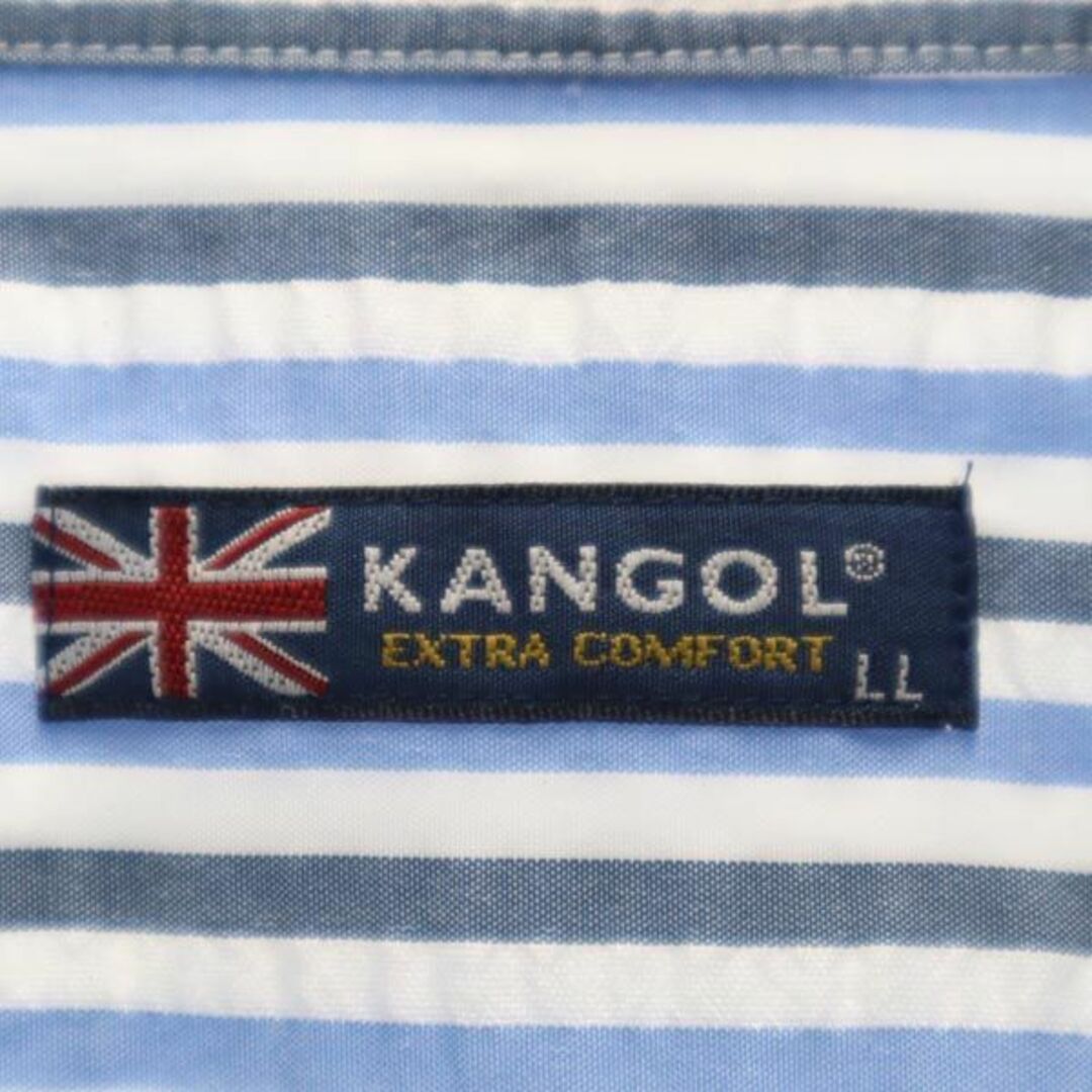 KANGOL(カンゴール)の未使用 カンゴール シアサッカー 半袖 ボタンダウンシャツ LL 白×青 KANGOL ストライプ柄 メンズ 【中古】  【230809】 メール便可 メンズのトップス(シャツ)の商品写真