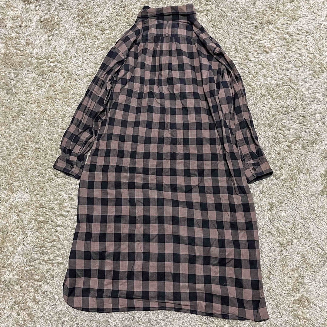美品 マーガレットハウエル ブロックチェック シャツワンピース ゆったり 洗える