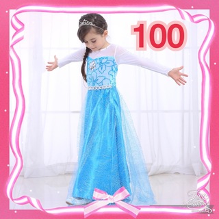 100 エルサ ドレス ワンピース ディズニープリンセス 三つ編み付き アナ雪2(ワンピース)