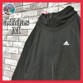 アディダス(adidas)のadidasアディダスフルジップフーディーパーカーM黒ブラックロゴ(パーカー)