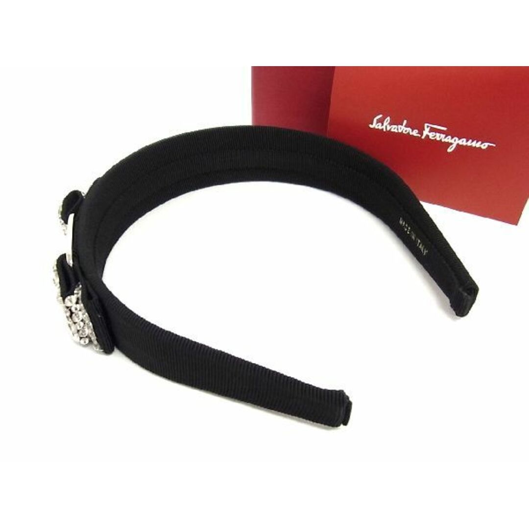 ■新品■未使用■ Salvatore Ferragamo フェラガモ ヴァラリボン キャンバス カチューシャ 髪飾り ヘアアクセサリー ブラック系 AD7543yZ